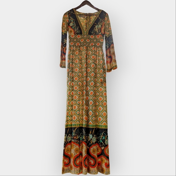 Victor Costa Dresses & Skirts - Vintage 70s prairie fancy hippie boho Victor Costa formal maxi dress sz small